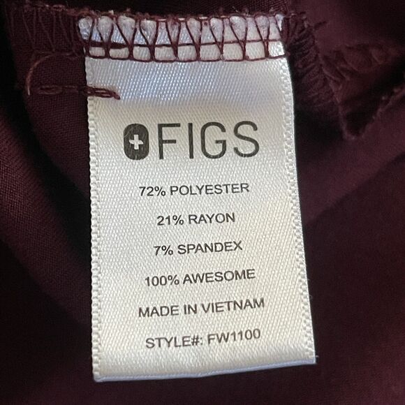 Figs Casma 3 Pocket Scrub Top Women XXS Burgundy Tech Collection Medical Nursing - Picture 5 of 9